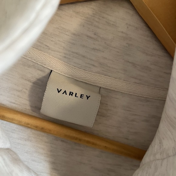 Varley Roxbury Double Soft Zip-Through Sweatshirt Ivory XS Funnel Neck - Picture 2 of 10